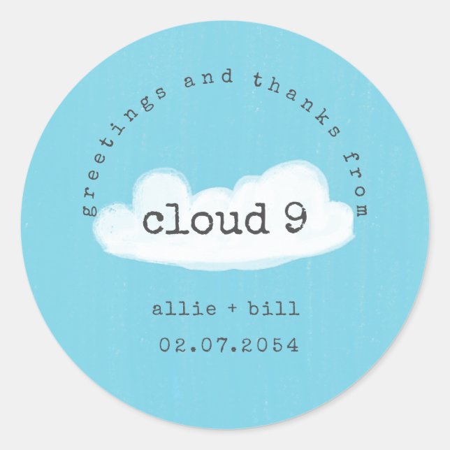 Adesivo Engraçado Cloud 9 Azul Branco Humorado Obrigado (Frente)
