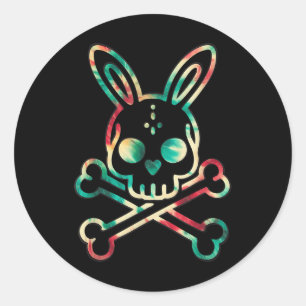 Adesivo Engraçado Coelhinho Retro Tie Dye Cony Skull