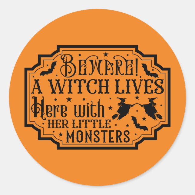 Adesivo Engraçado com monstros no Halloween (Frente)