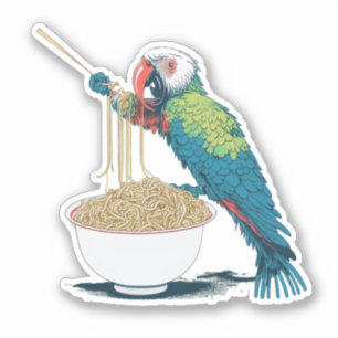 Adesivo Engraçado Comendo Ramen Noodles