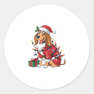 Adesivo Engraçado Coonhound Xmas Papais noeis de iluminaçã