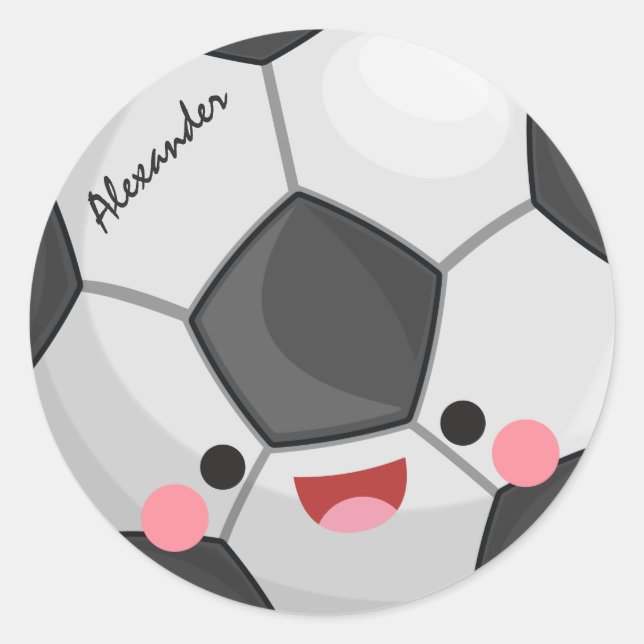 Adesivo Engraçado, Cute Kawaii Soccer Kids Personalizados (Frente)