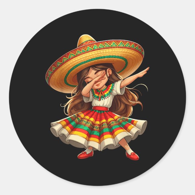 Adesivo Engraçado Dabbing mexicano Cinco de Mayo Girl (Frente)