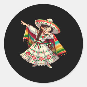 Adesivo Engraçado Dabbing mexicano Poncho Sombrero Cinco D