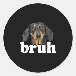 Adesivo Engraçado Dachshund Meming Dizendo Bruh Funny Dog