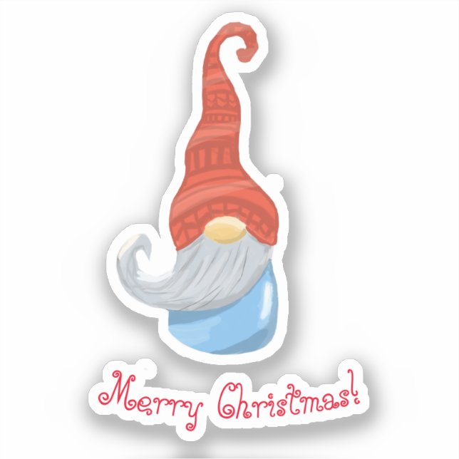 Adesivo Engraçado de Gnome de Natal – Gnome Fofo d (Frente)
