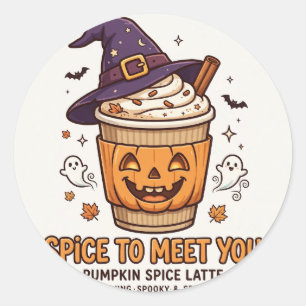 Adesivo engraçado de Halloween de Latte de Tempero