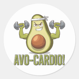 Adesivo Engraçado Design de Malhação Avo-Cardio Avocado