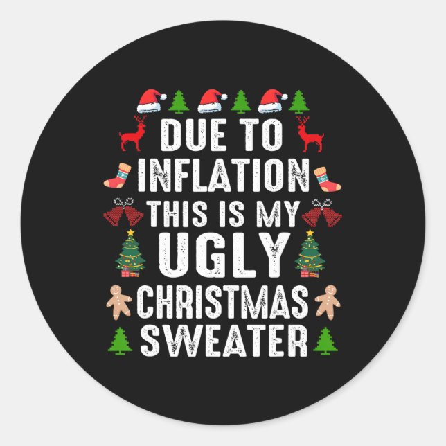 Adesivo Engraçado Devido À Inflação De Suéteres De Natal F (Frente)