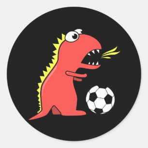 Adesivo Engraçado Dinossauro Jogando Futebol Negro
