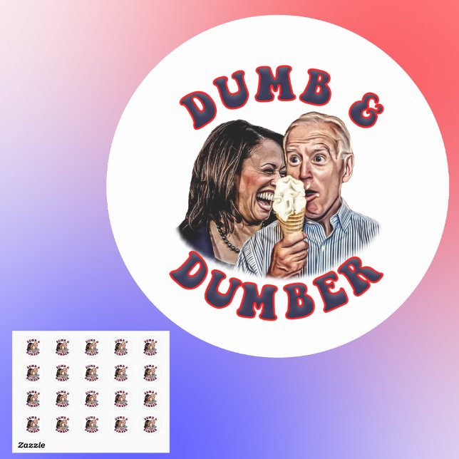 Adesivo Engraçado Dumb e Cartoon Dumber Biden Harris (Criador carregado)