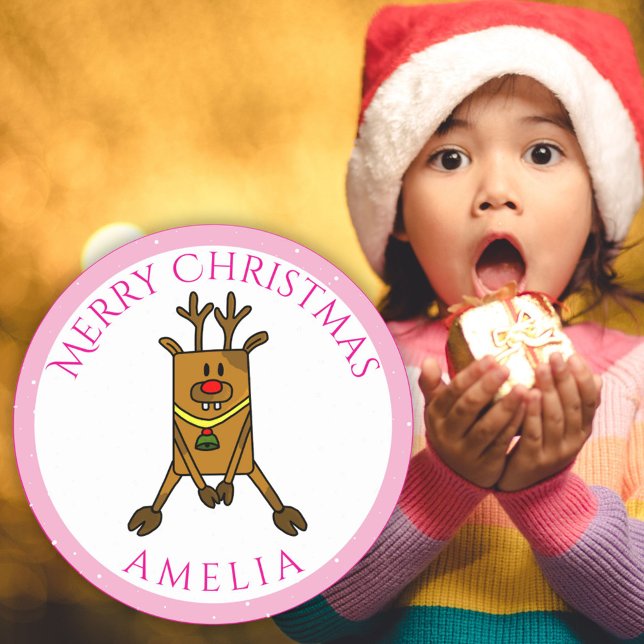 Adesivo Engraçado, Engraçado, Criança de Natal do Deer (Criador carregado)