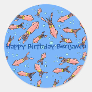 Adesivo Engraçado escola de lulas com desenhos animados