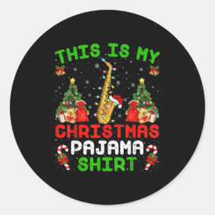 Adesivo Engraçado Este É Meu Pajama De Natal Saxofone