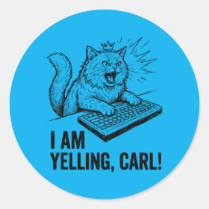 Adesivo Engraçado Eu Estou Gritando Carl Faça Meme de Gato