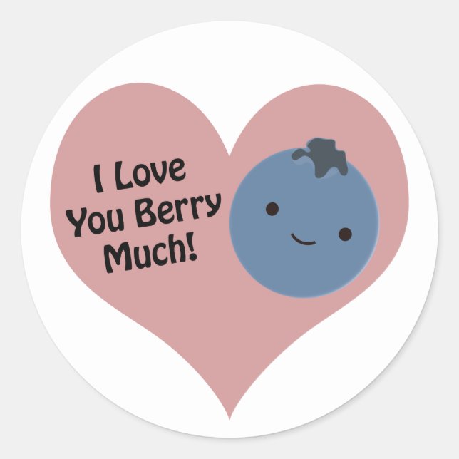 Adesivo Engraçado Eu Te Amo Muito Bonito Kawaii Blueberry (Frente)