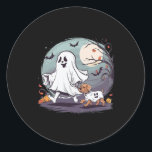 Adesivo Engraçado Fantasma Andando Cachorro Spooky Season<br><div class="desc">Funny Ghost Walking Dog Spooky Season Halloween 2024</div>