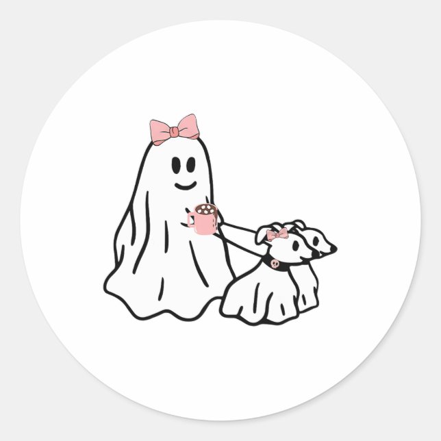 Adesivo Engraçado Fantasma Andando Cachorro Spooky Season  (Frente)