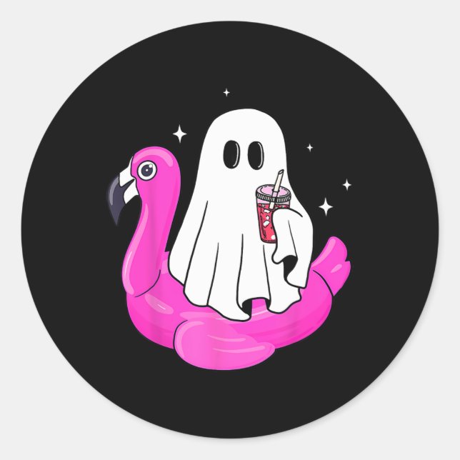Adesivo Engraçado Fantasma Flamingo Float Piscina Spooky V (Frente)