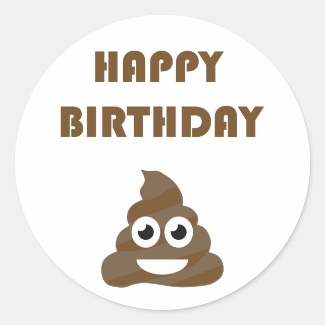 Adesivo Engraçado Feliz Festa de Aniversário Poop Emoji (Frente)