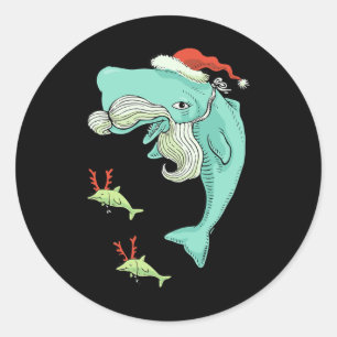 Adesivo Engraçado Feliz Natal Oceano Baleia Papai Noel
