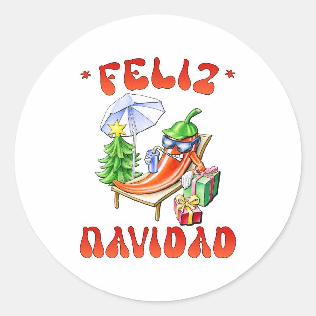 Adesivo Engraçado Feliz Navidad, Feliz Natal Feliz Chili (Frente)