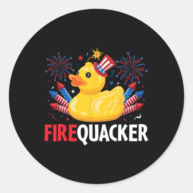 Adesivo Engraçado Firecracker Duck 4 De Julho (Frente)