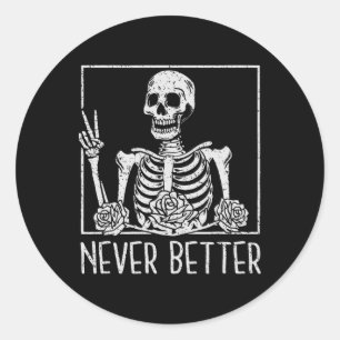 Adesivo Engraçado Floral Halloween Bebendo esqueleto Café 
