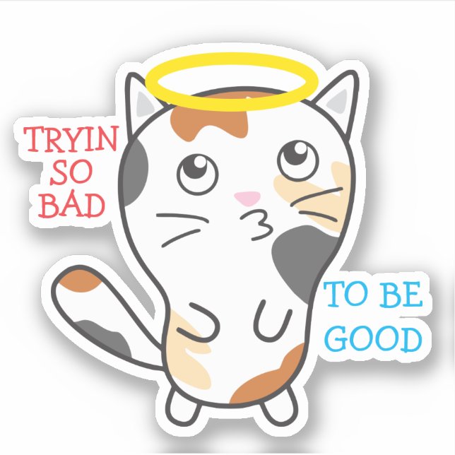 Adesivo Engraçado gatinho calico cat halo personalizado (Frente)