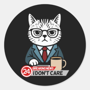 Adesivo Engraçado Gato Quebrando Notícias