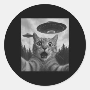 Adesivo Engraçado Gato Selfie Com Ufos