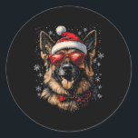 Adesivo Engraçado German shepherd de Natal Cachorro Papai<br><div class="desc">Engraçado German shepherd de Natal Cachorro Papai Noel 1</div>