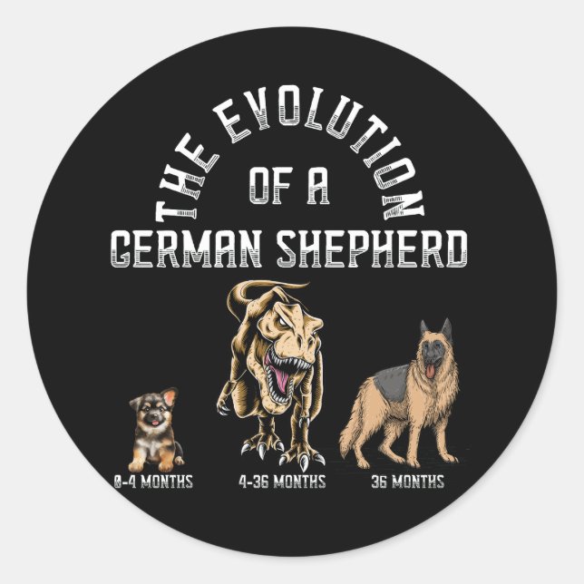 Adesivo Engraçado German shepherd Evolutivo Dinossauro Pet (Frente)