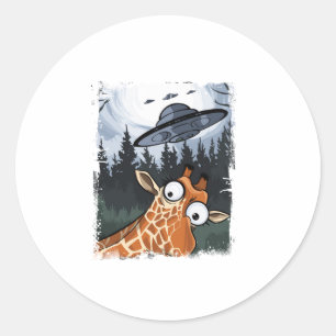 Adesivo Engraçado Giraffe UFO Zoo Animal Esquisito Memória