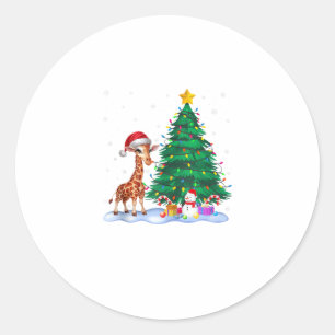 Adesivo Engraçado Giraffe Xmas Tree Luzes Reindeer Cristo