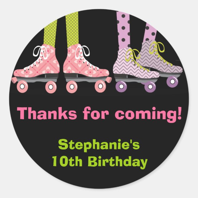 Adesivo Engraçado Girls Roller Skating Favor Stickers (Frente)