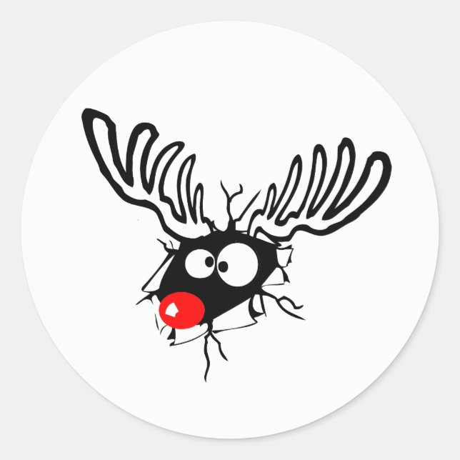 Adesivo Engraçado giro Rudolph, o desenho de Natal vermelh (Frente)