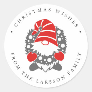 Adesivo Engraçado Gnome com Garland Festivo Christmas