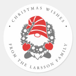 Adesivo Engraçado Gnomo com Garland Festivo Natal