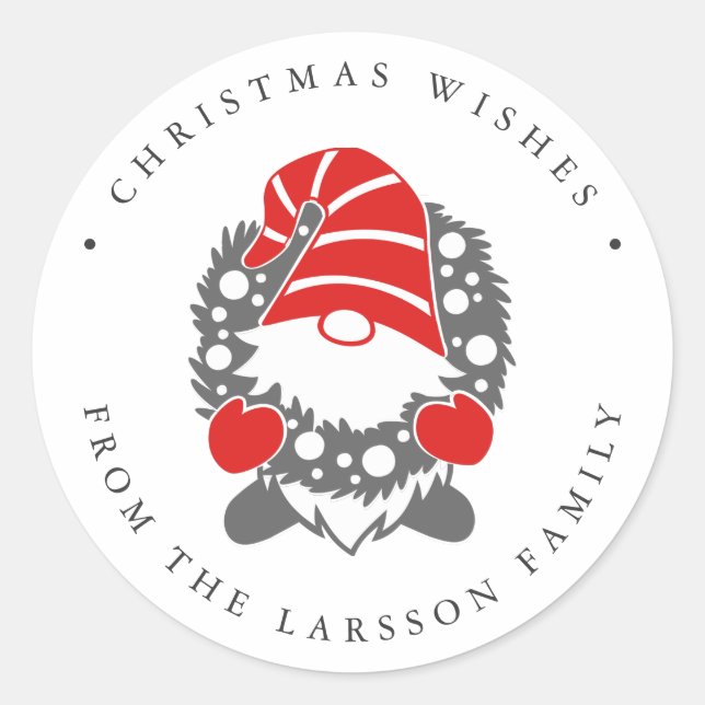 Adesivo Engraçado Gnomo com Garland Festivo Natal (Frente)