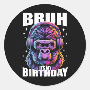 Adesivo Engraçado Gorilla Aniversário Garotos Adultos Bruh