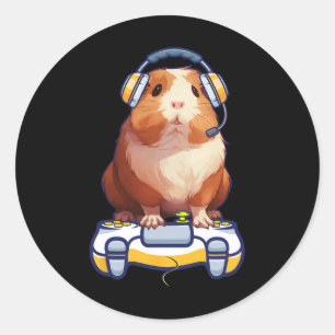 Adesivo Engraçado Guiné Porco E Vídeo Jogador Sobre O Fluf