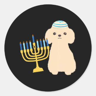 Adesivo Engraçado Hanukkah Chanukah Poodle Dog Menorah