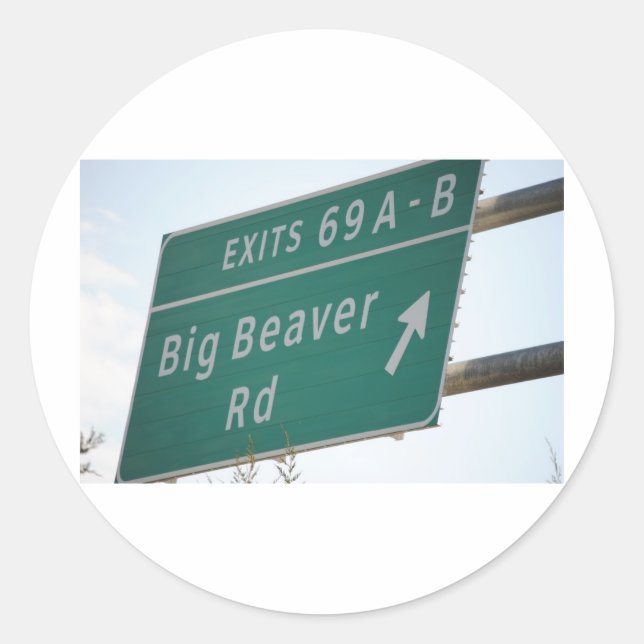 Adesivo Engraçado HIghway Sinal Big Beaver Road Sair 69 (Frente)