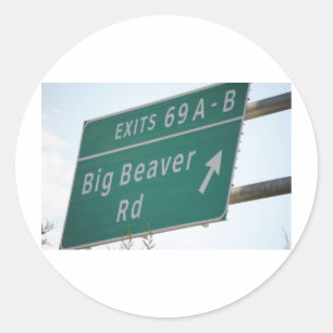 Adesivo Engraçado HIghway Sinal Big Beaver Road Sair 69