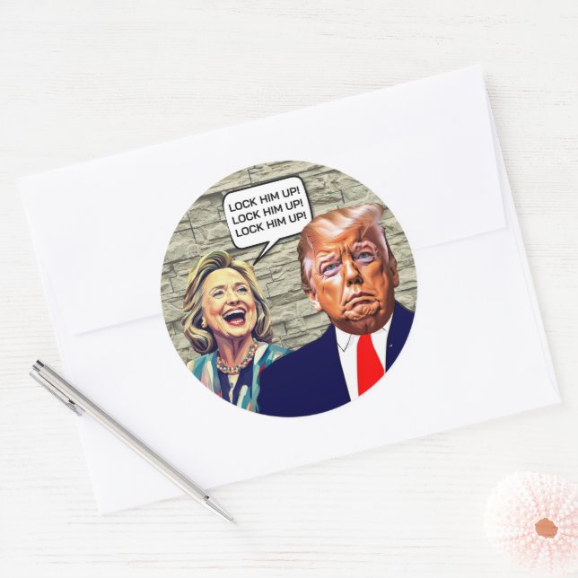 Adesivo Engraçado Hillary Diz Trump Up (Envelope)