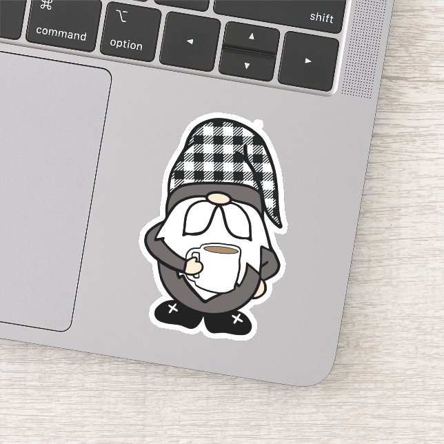 Adesivo Engraçado Humor Café Gnomo Die Cut Sticker Decal (Detalhe)