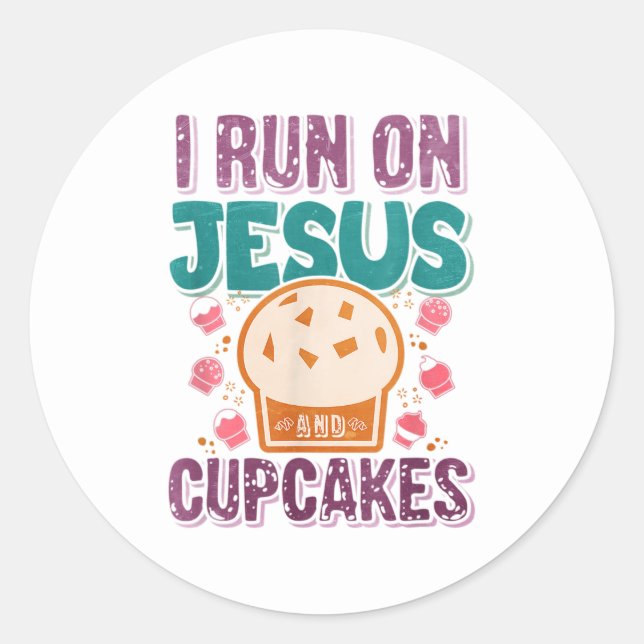 Adesivo Engraçado Jesus cupcakes palavra arte (Frente)