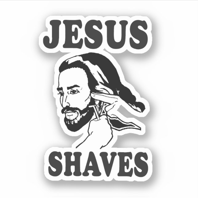 Adesivo Engraçado Jesus Meme Shaves (Frente)
