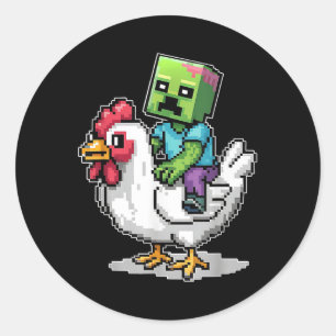 Adesivo Engraçado Jockey Pixel Andando Galinha Jockey Em U
